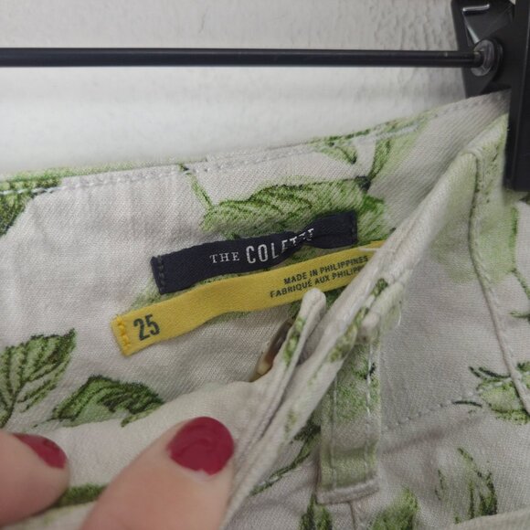 Maeve Anthropologie The Colette Linen Blend Green Floral Trousers Pants 25 - Picture 7 of 9